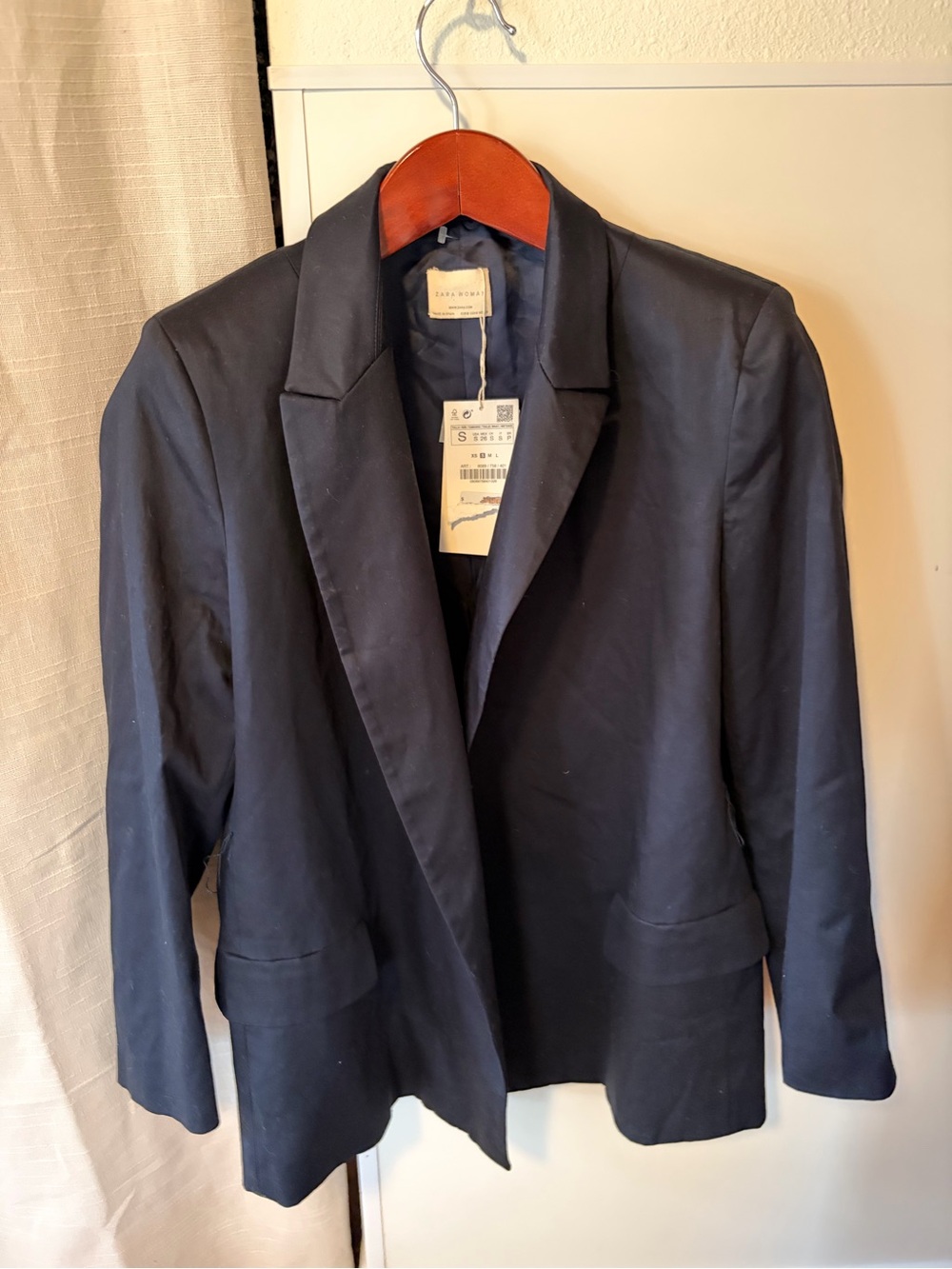Zara Dark Navy Single-Breasted Blazer